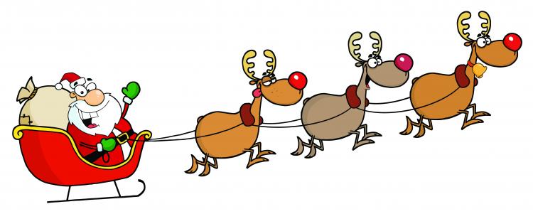 free vector Cartoon santa claus and elk vector